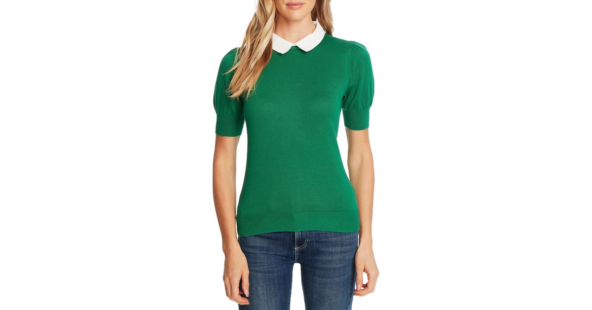 Cece Short Sleeve Sweater With Contrast 