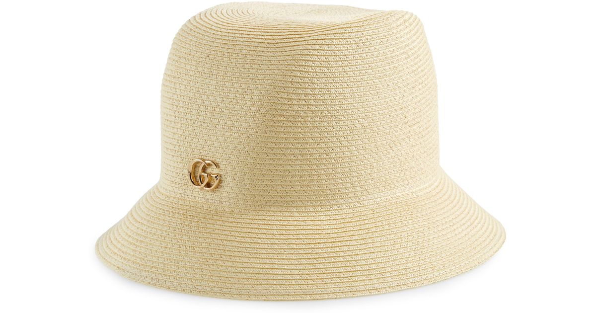 Gucci Straw Bucket Hat - in Natural - Lyst
