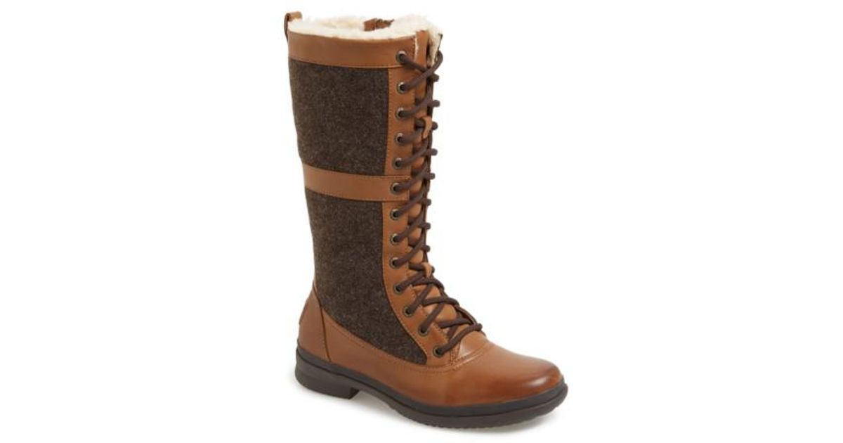 UGG Leather Ugg Elvia Waterproof Tall Boot in Chestnut Leather (Brown) - Lyst