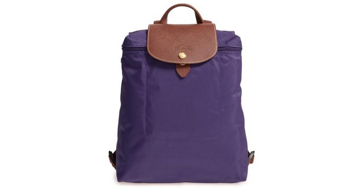 purple longchamp le pliage bag