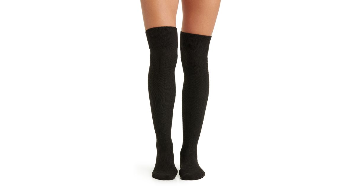 Hue Chevron Over The Knee Socks in Black Lyst
