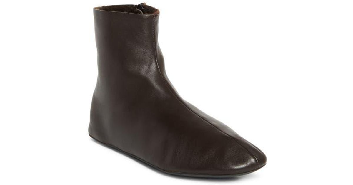 The Row Stella Genuine Shearling Lined Bootie in Brown | Lyst