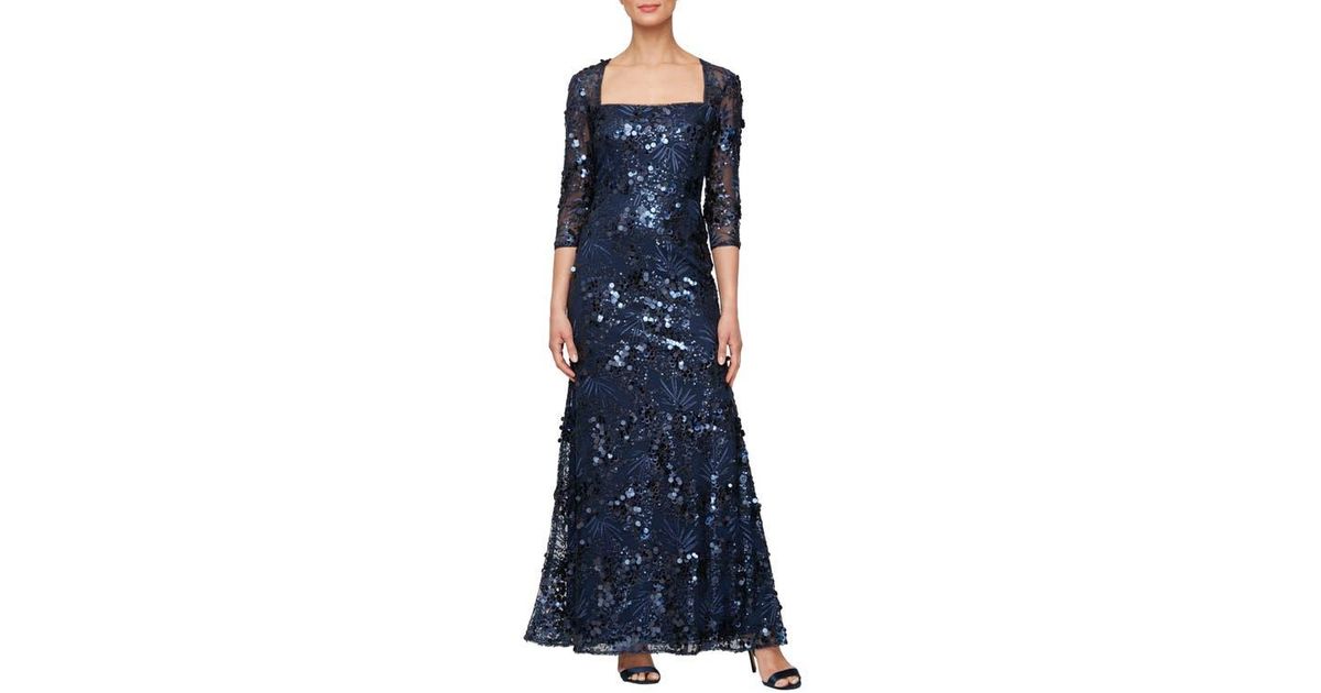 Alex Evenings Women's Sequin Lace Cold Shoulder Trumpet Gown Pink Size 16 Petite
