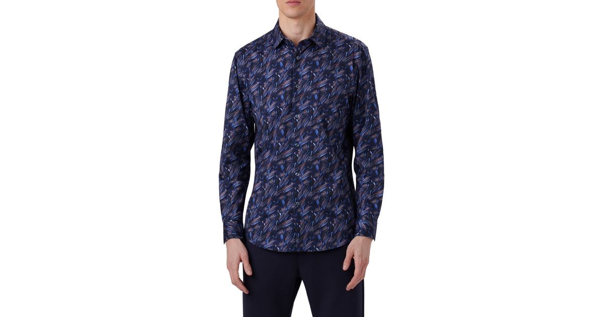 Bugatchi James Ooohcotton Abstract Print Button-up Shirt in Blue for ...