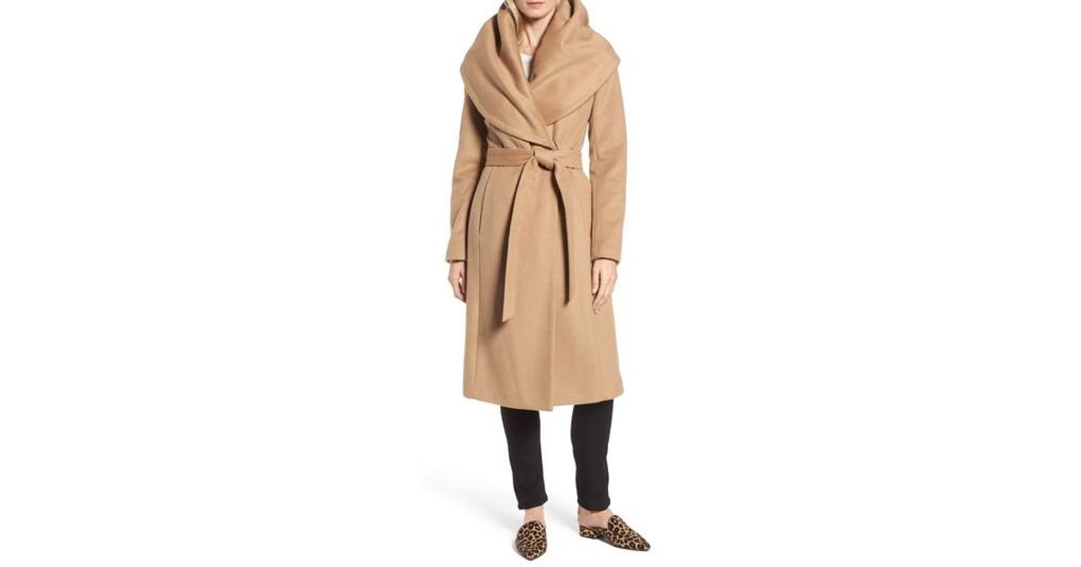 camel wool wrap coat