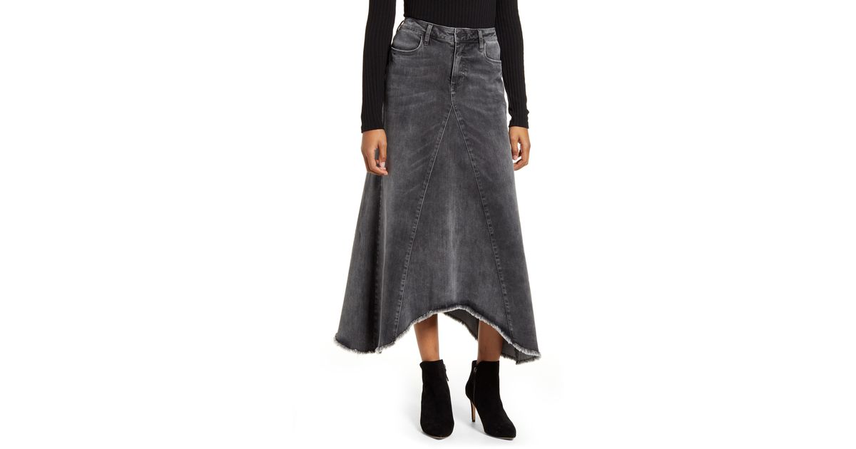 Wash Lab Denim Long Denim Skirt in Black Lyst