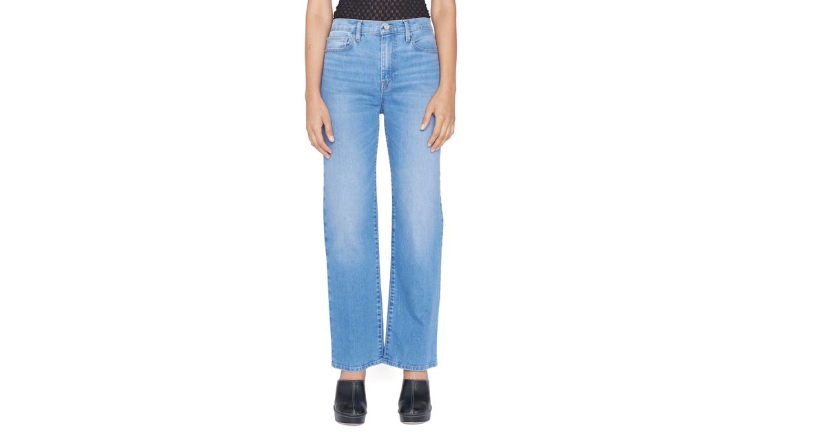 FRAME Le Jane High Waist Ankle Wide Leg Jeans in Blue | Lyst