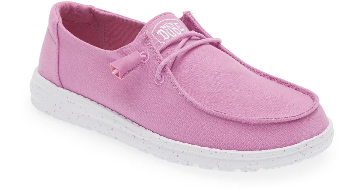 Hey Dude Wendy Canvas Boat Shoe in Pink Lyst