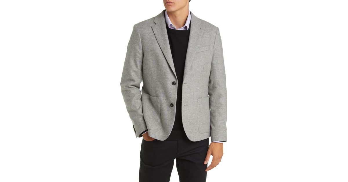 Ted Baker Yarm Slim Fit Virgin Wool Flannel Blend Blazer in Gray for
