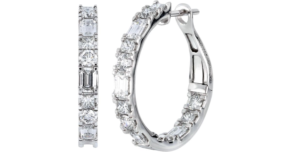 Bony Levy Gatsby Inside Out Diamond Hoop Earrings in White Lyst