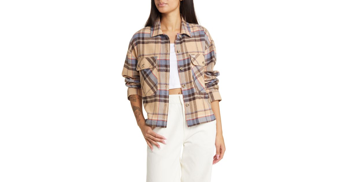 Brixton Bowery Plaid Flannel Shirt Jacket in White | Lyst