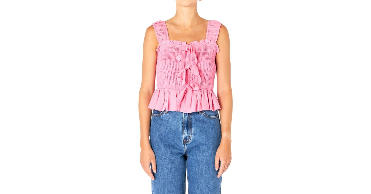 Endless Rose Bow Smocked Top in Pink | Lyst