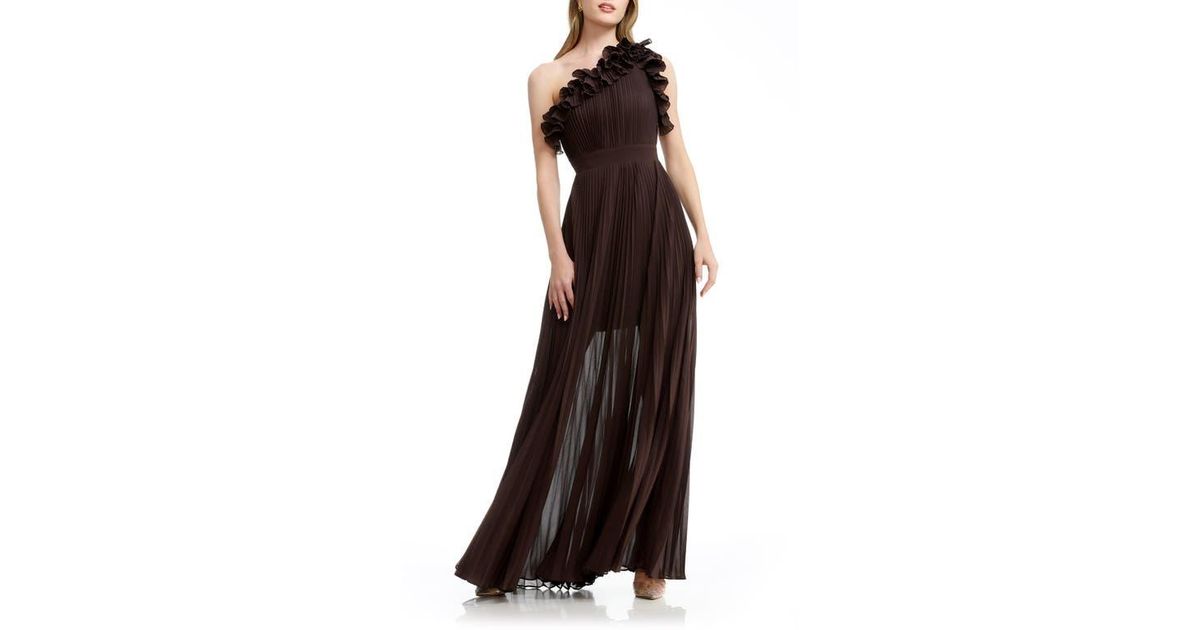 dress the population vida Dress the Population Women's Vida Ruffled One-Shoulder Ball Gown
