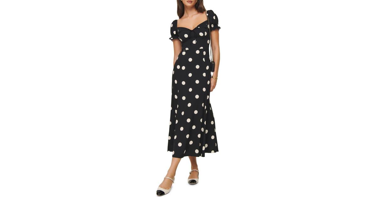 Reformation Shyla Midi Dress in Black | Lyst
