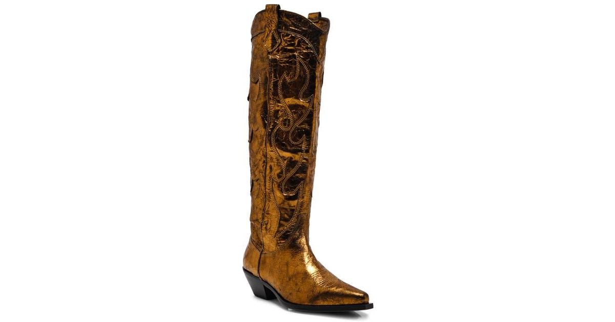 Free People Moody Metallic Western Boot in Brown | Lyst