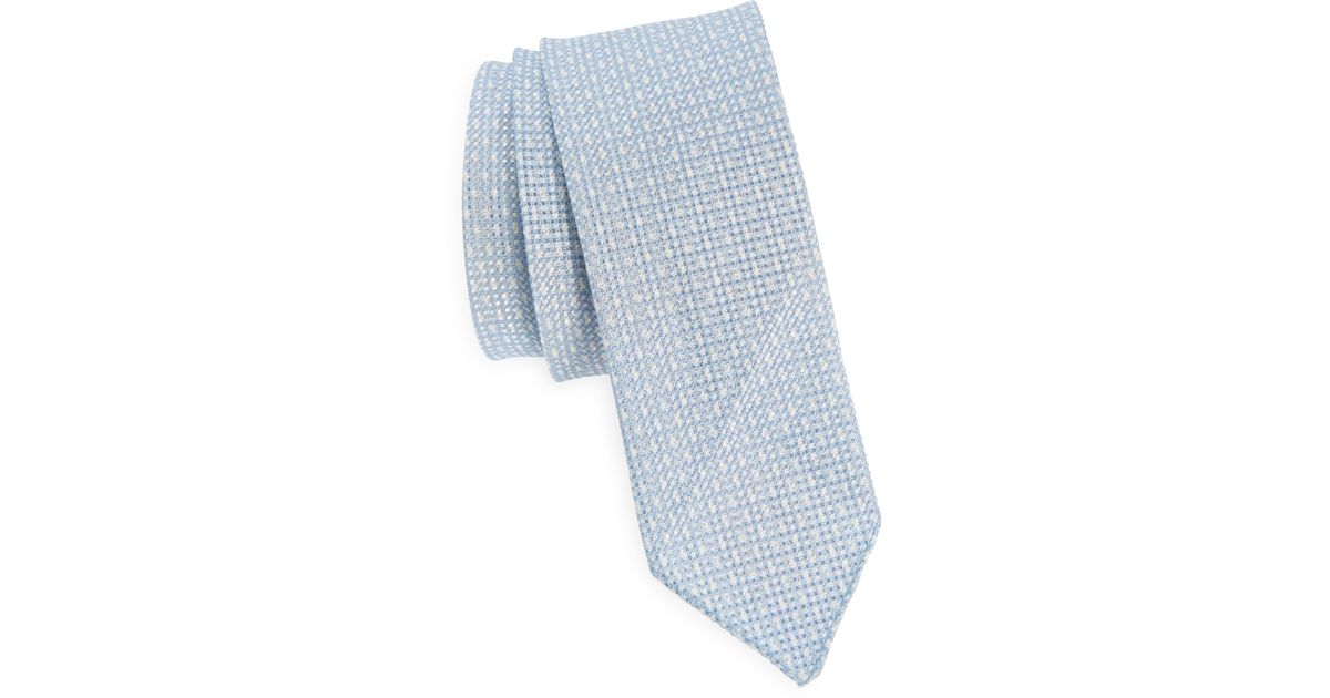 BOSS by HUGO BOSS Patterned Linen & Silk Tie in Blue for Men | Lyst