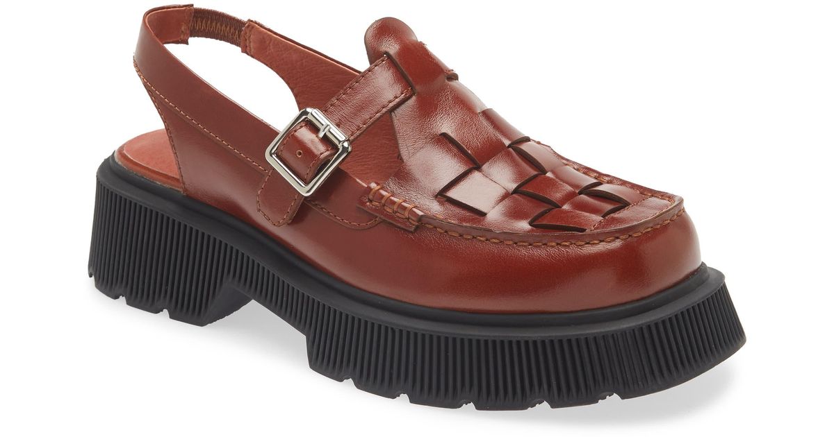 Jeffrey Campbell Crossed Platform Loafer in Brown Lyst