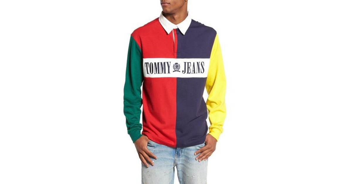 90s Colorblock Rugby Shirt for Men 