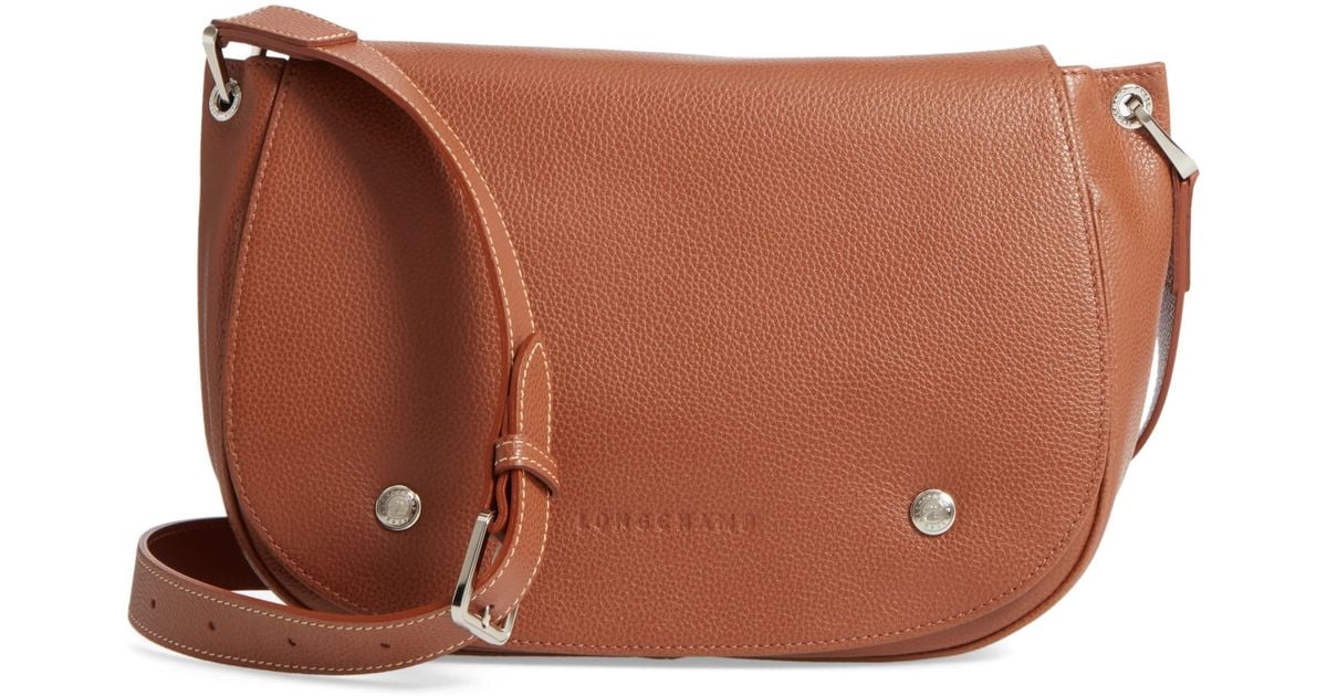 Longchamp Brown Small Le Foulonne Leather Saddle Bag