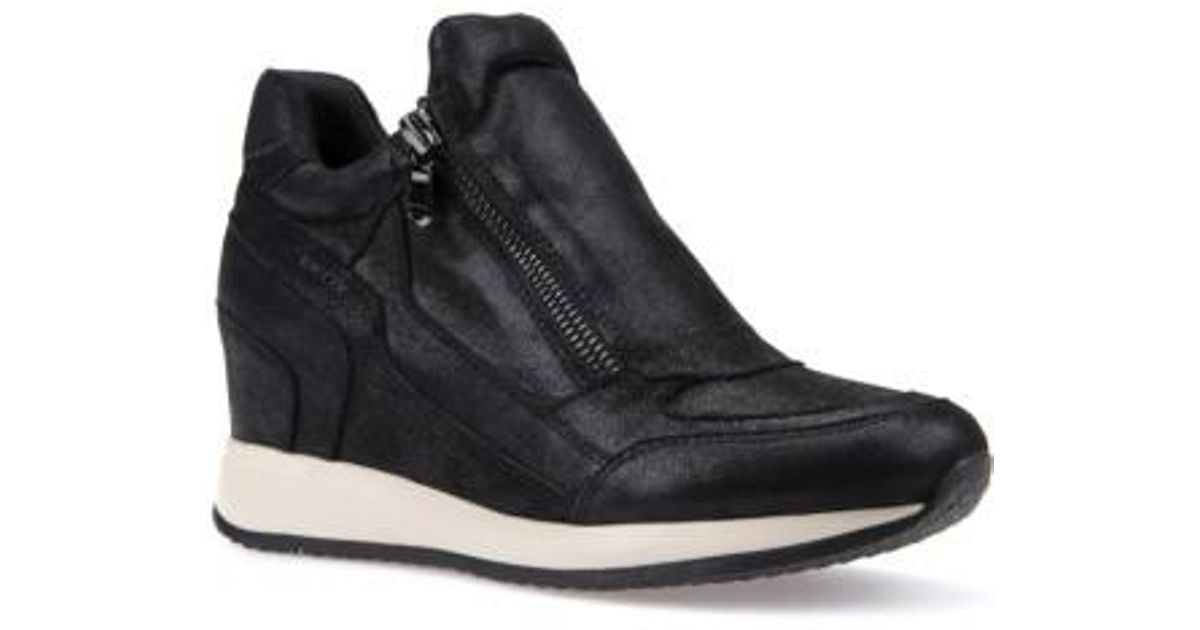 Geox Leather Nydame Wedge Sneaker in 