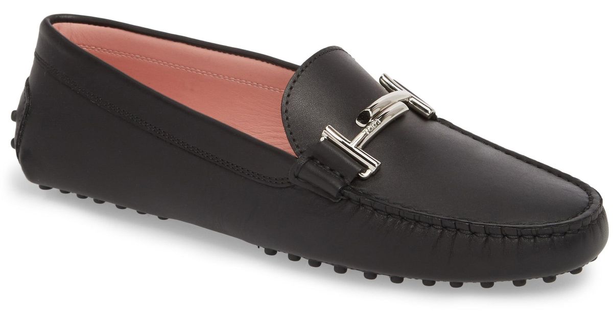 Tod's Leather Gommini Double T Driving Moccasin in Black - Lyst