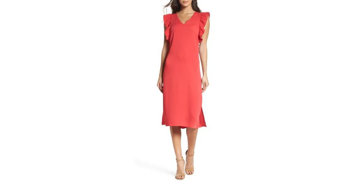 Lyst Chelsea28 Ruffle Midi Dress In Red