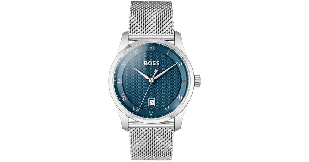 BOSS Principle Quartz Basic Calendar Stainless Steel Watch 41mm in Gray ...
