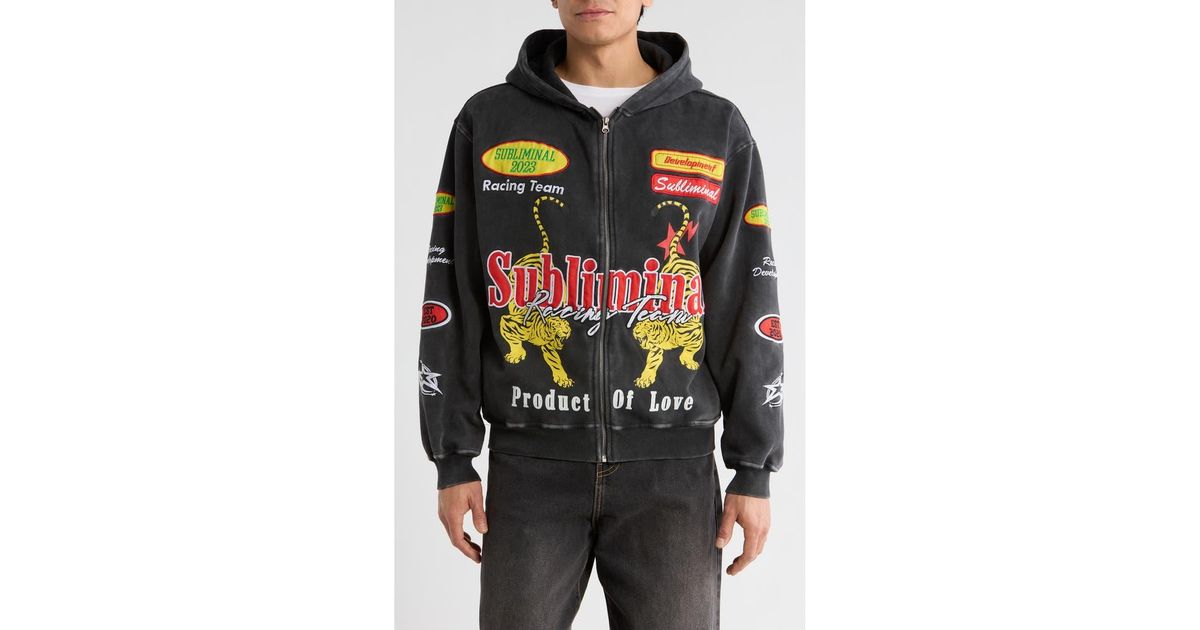 Subliminal Racing PacSun Subliminal Racing Zip Hoodie in Gray for Men | Lyst
