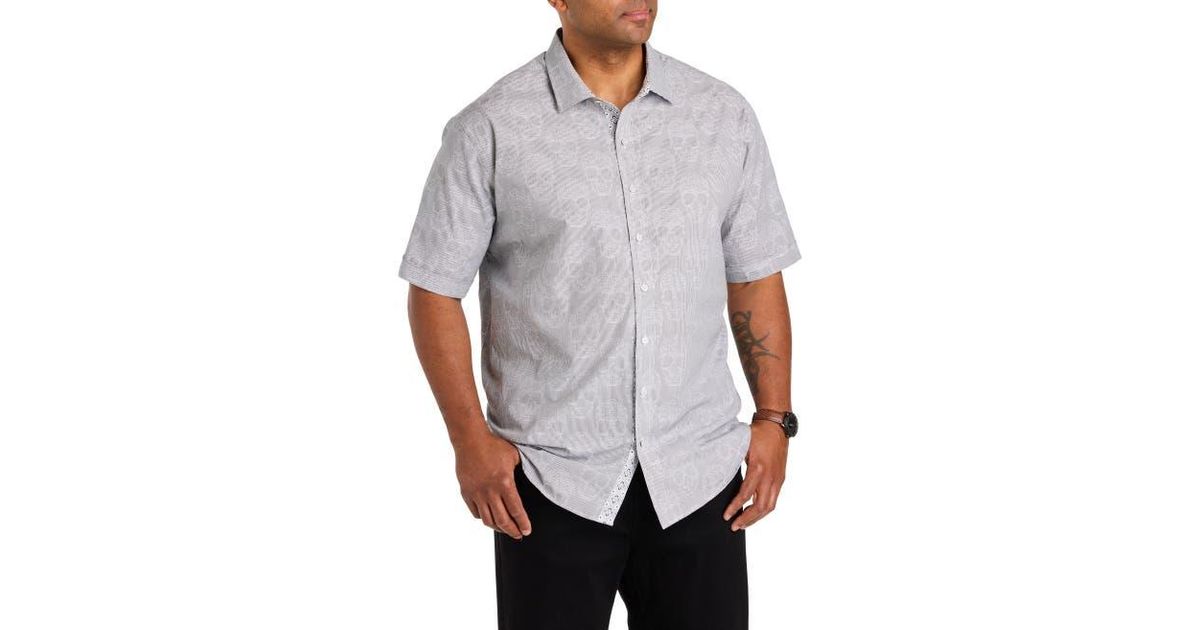 Pattern Dxl Synrgy by DXL Big & Tall Jacquard Skull Pattern Sport Shirt in Gray for ...