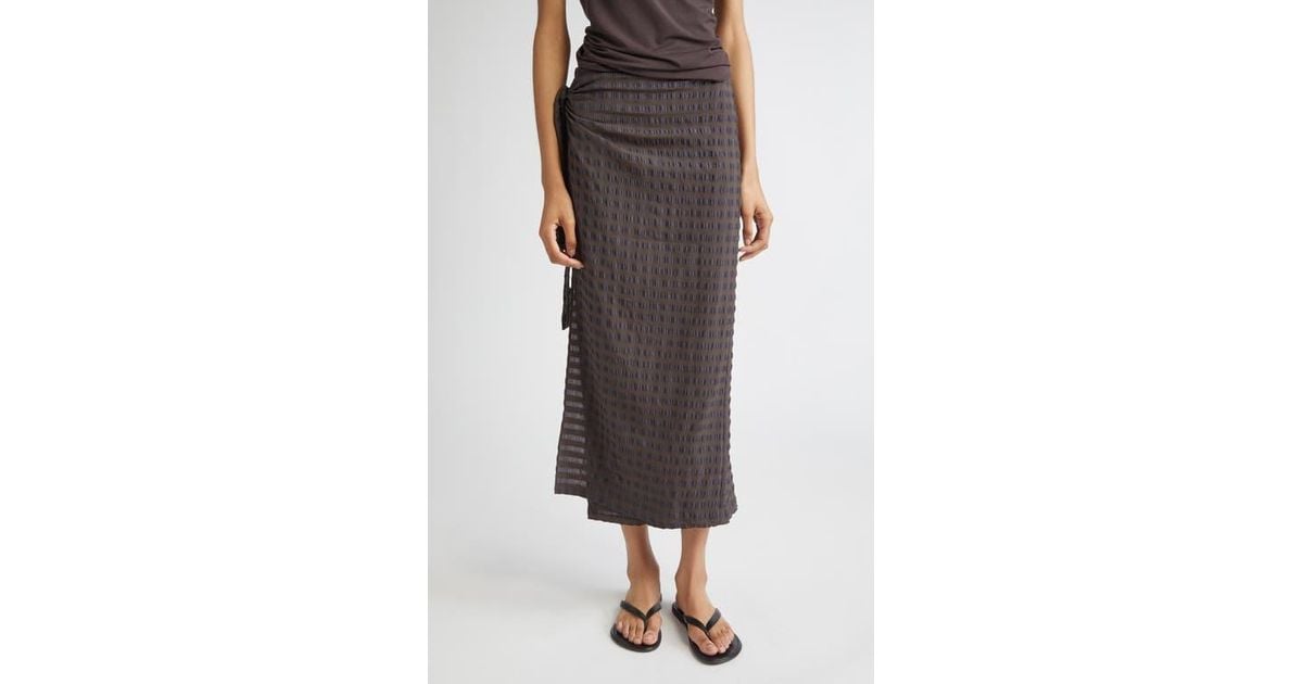 Paloma Wool Staino Gingham Seersucker Wrap Skirt in Black Lyst