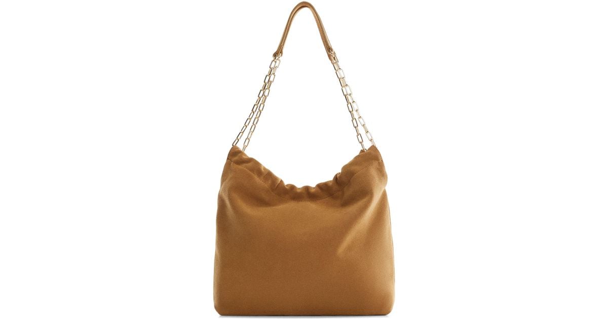 Mango Double Strap Leather Hobo Bag in Brown Lyst