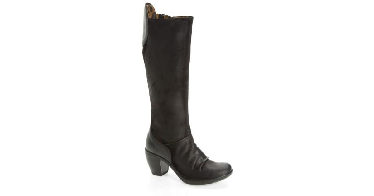 fly london black knee high boots