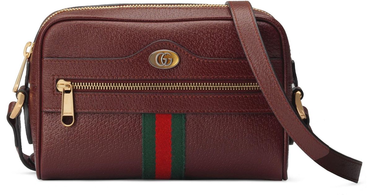 Gucci Mini Ophidia Mini Leather Crossbody Bag - Burgundy in Vintage Bordeaux (Red) - Lyst
