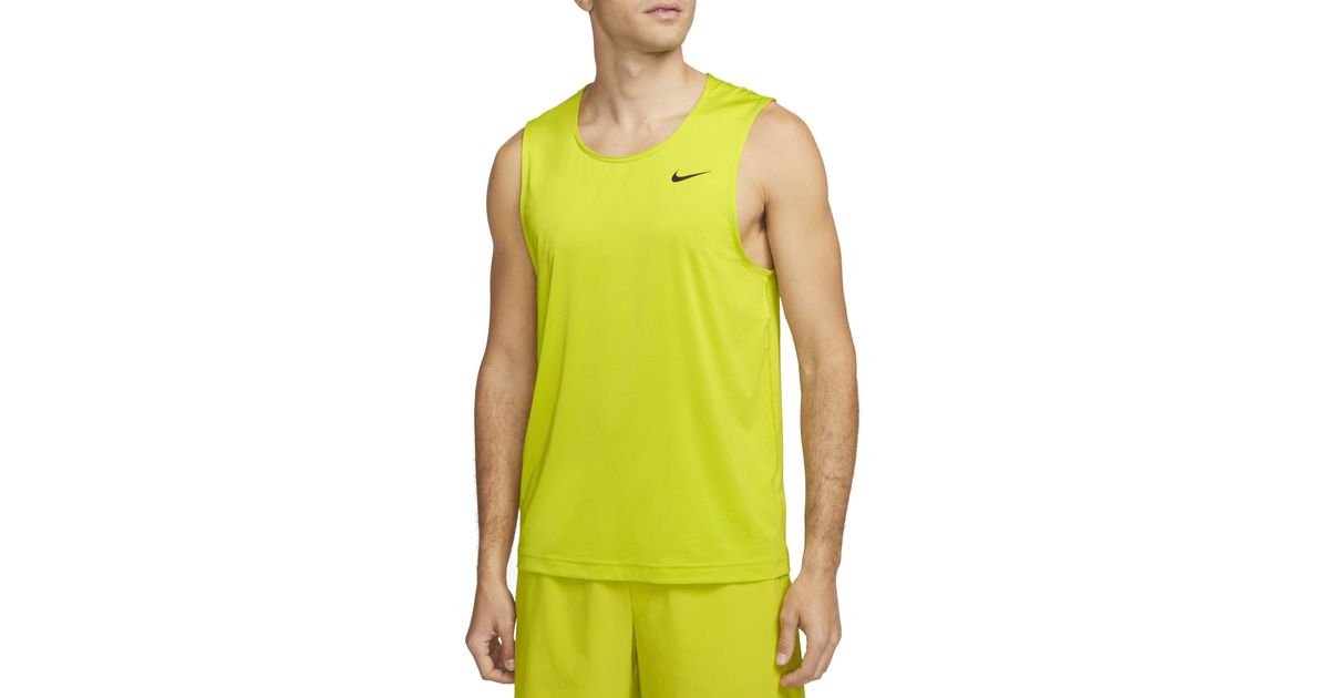 Nike Dri-fit Ready Tank in Yellow for Men | Lyst