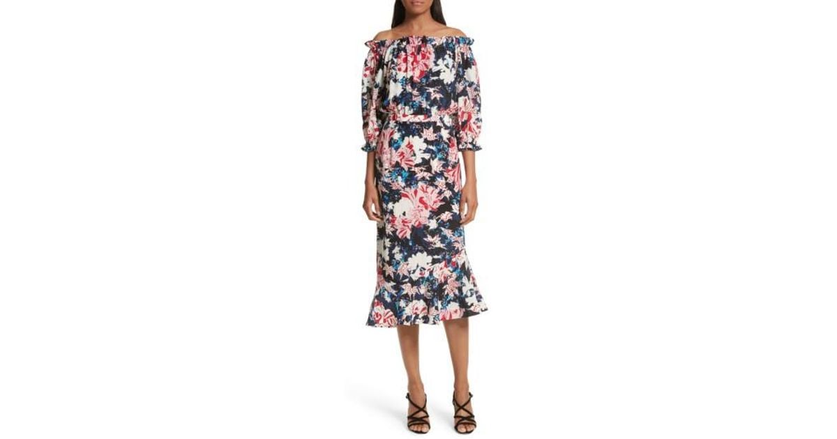 saloni off the shoulder dress
