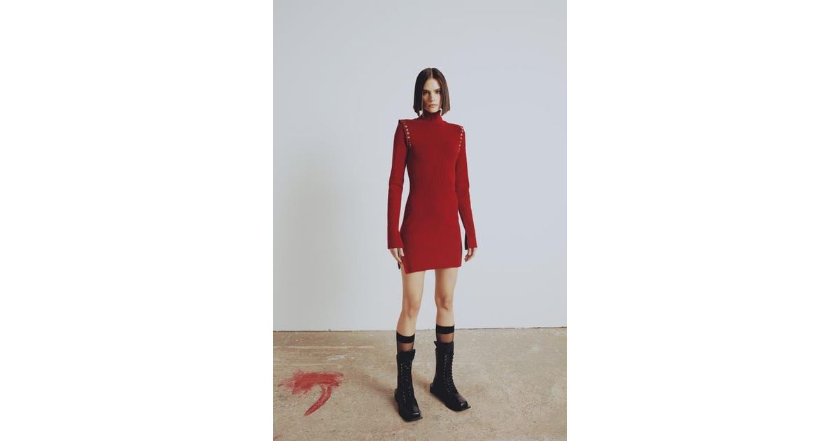 Pcfg Cotton Your *Itch 2 Tones Rib Long Dress in Red | Lyst