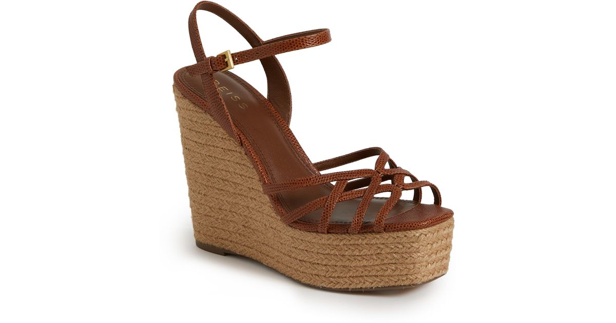 Reiss Elle Espadrille Platform Wedge Sandal in Brown | Lyst