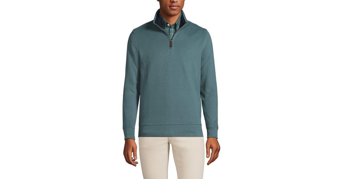 Lands End Bedford Rib Quarter Zip Sweater in Blue for Men Lyst