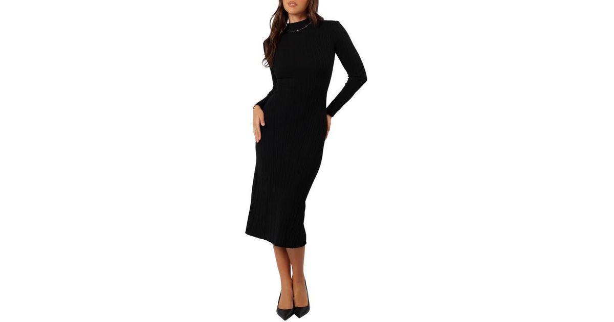 Petal & Pup Briar Long Sleeve Midi Dress in Black | Lyst