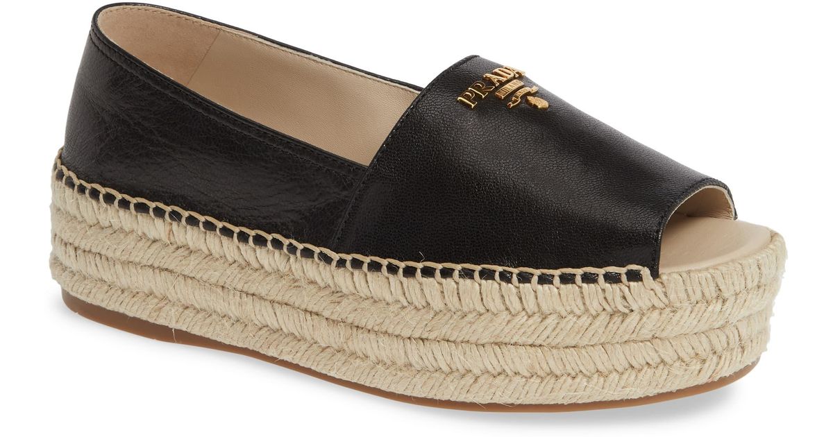 prada peep toe platform espadrille