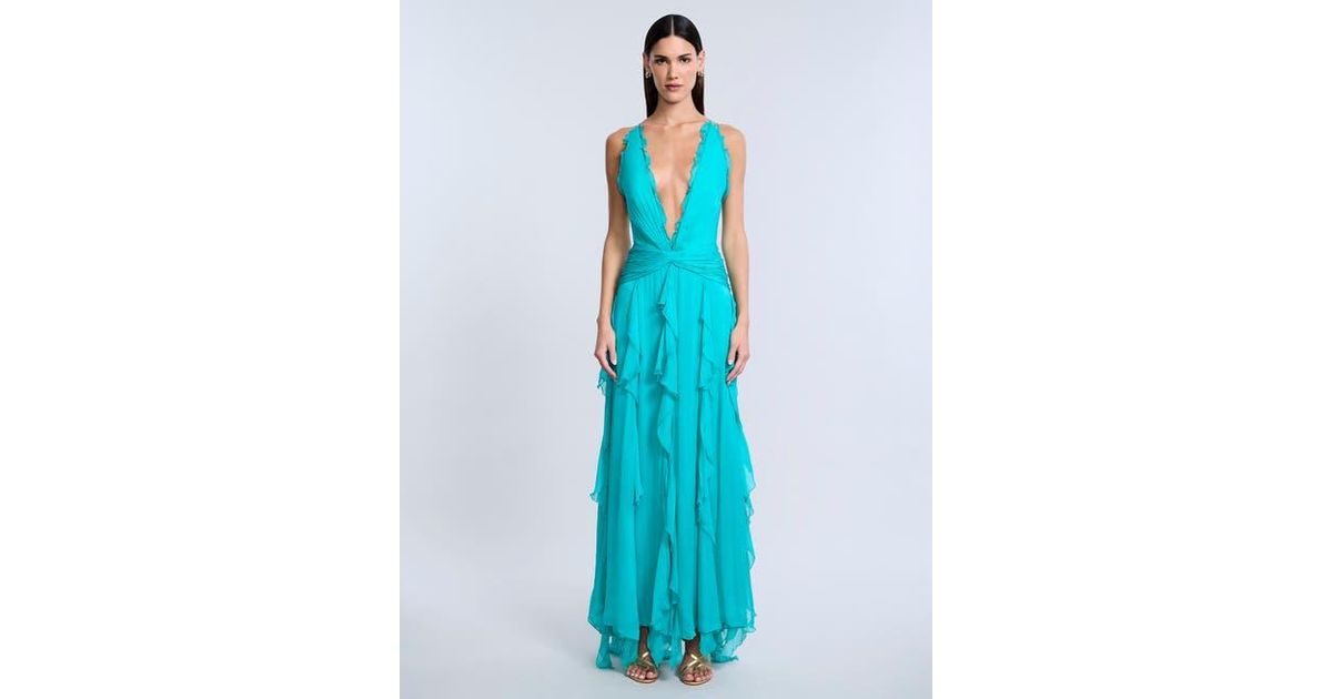 white christmas dresses Ruffle Halter Chiffon Gown – BCBGMAXAZRIA