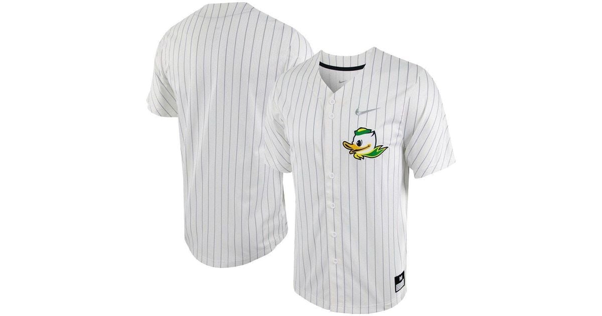 Nike White/silver Oregon Ducks Pinstripe Replica Fullbutton Baseball Jersey At Nordstrom in