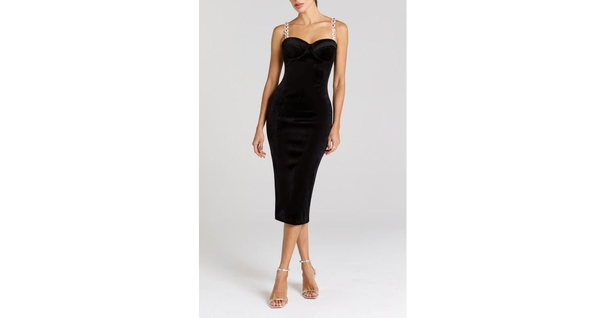 knee length dresses for ladies Em Velvet Black Velvet Pearl Dress
