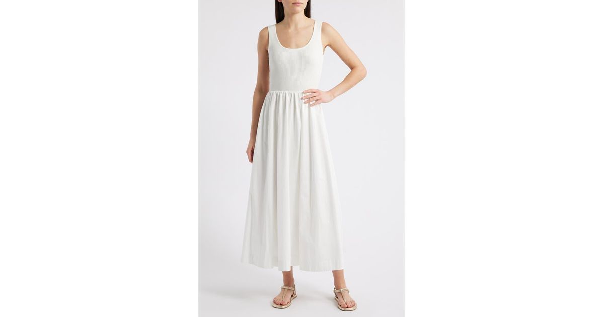 Moon River Sleeveless Mixed Media Maxi Dress in White | Lyst
