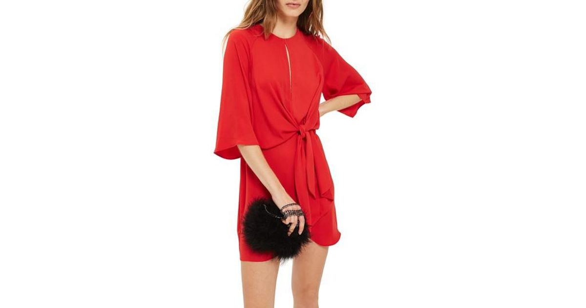 topshop tie front dress