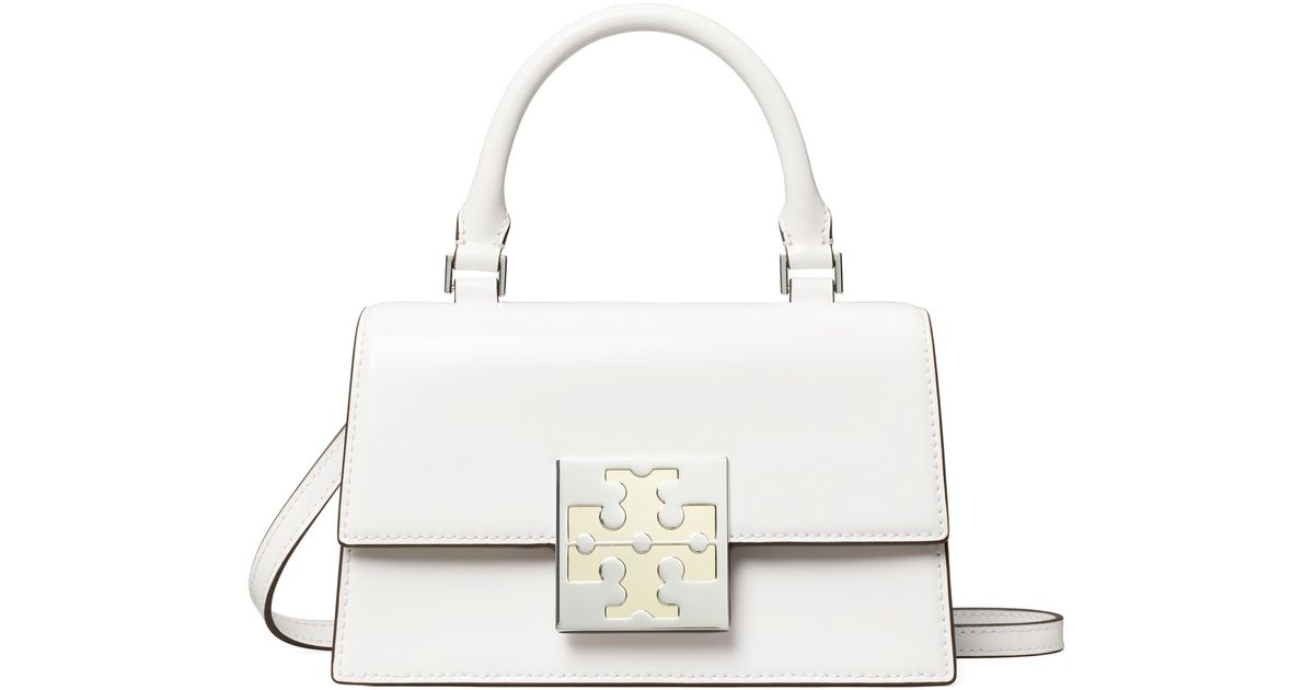 Tory Burch Bon Bon Spazzolato Mini Top handle Bag in White Lyst