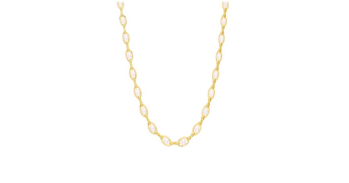 ATHRA LUXE Faux Pearl Chain Necklace in Metallic | Lyst
