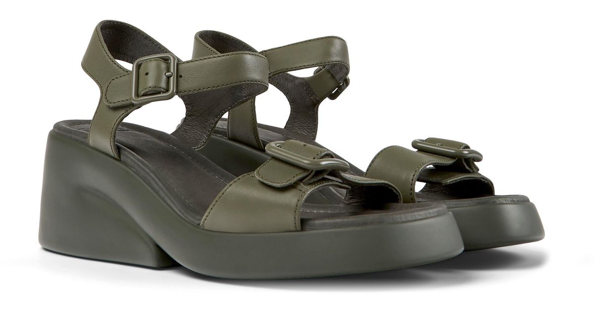 Zoccoli Donna Camper Kaah K201283 - Pelle, Tacco A Zeppa, Nero - Foto 4