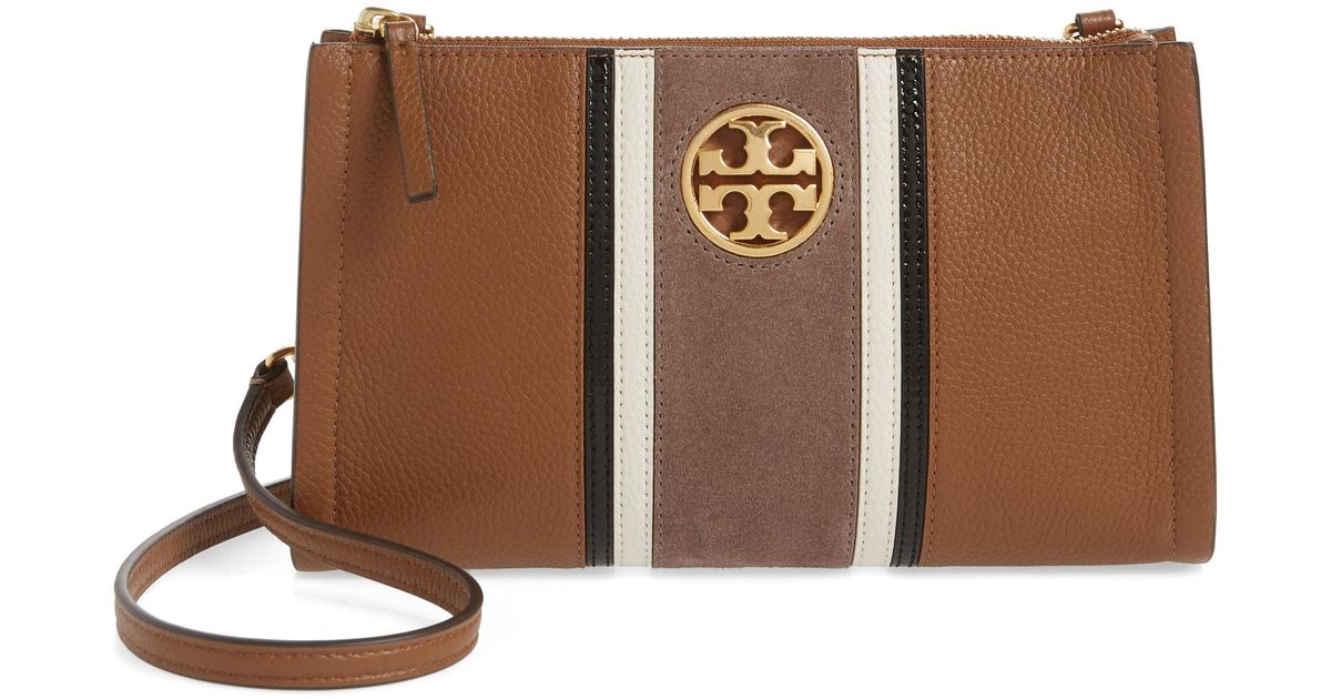 Tory Burch Carson Stripe Leather Crossbody Bag Lyst