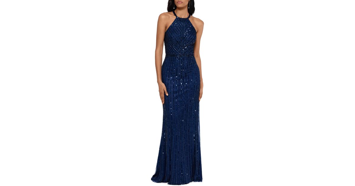 navy trumpet gown